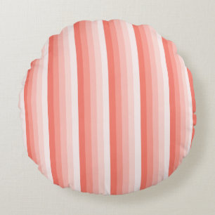 Coral peach shadow stripes round pillow