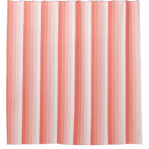 Coral peach shadow stripes shower curtain