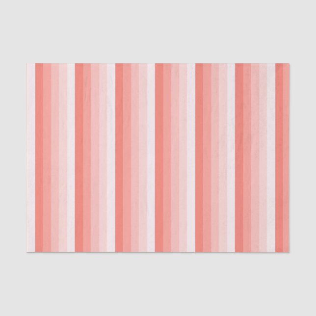 Coral peach shadow stripes tissue paper (Front)