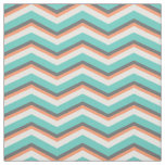 Coral Peach Teal Gray Chevron Zig-Zag Pattern Fabric