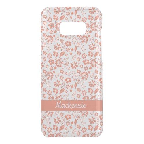 Coral Peach Tropical Girly Flowers Monogram Uncommon Samsung Galaxy S8 Case