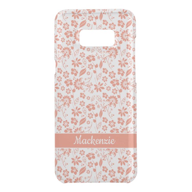 Coral Peach Tropical Girly Flowers Monogram Uncommon Samsung Galaxy Case (Back)