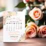Coral Peach Watercolor Floral Wedding Calendar Save The Date