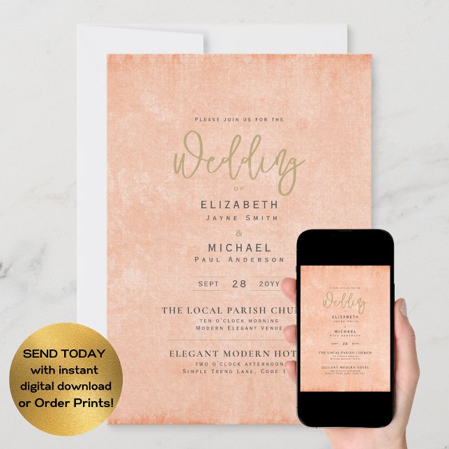Coral Peach Wedding Instant Digital Download Invitation (Creator Uploaded)