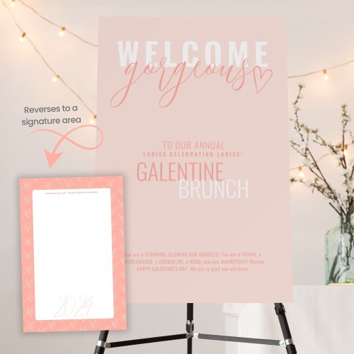 Coral Peachy Pink Simple  Modern Event Sign