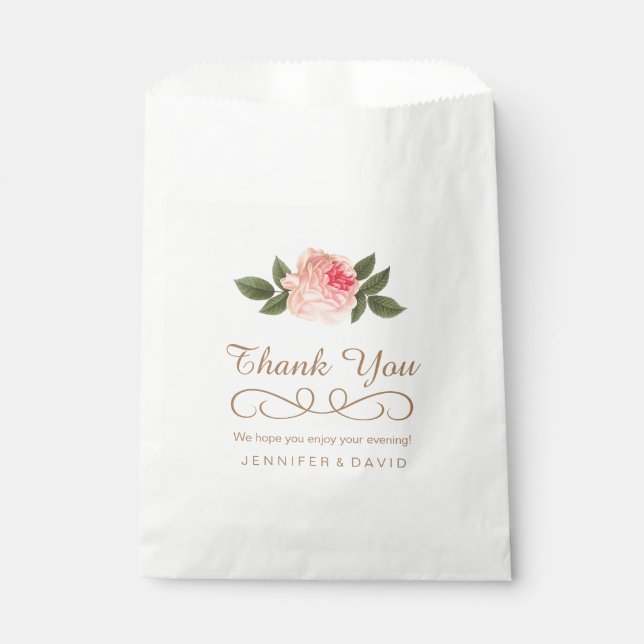 Coral Peonie Wedding Favor Bags (50) (Front)