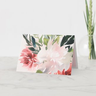 Coral Peonies Boho Style Watercolor Art Card