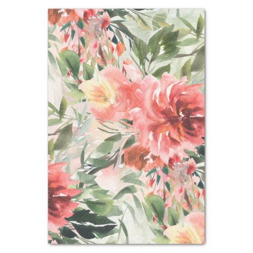 Coral Peonies Watercolor Print Tissue Paper