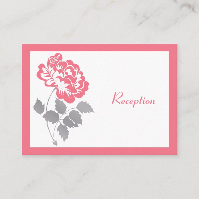 Coral Peony on Linen Enclosure Card (Front)