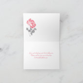 Coral Peony on White with Gray Thank You Card (Inside)