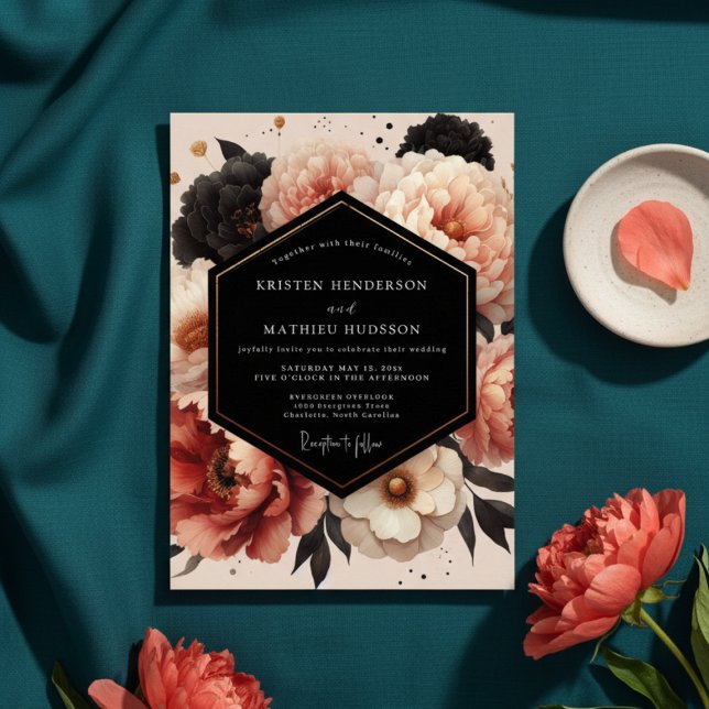 Coral Peony Opulent Wedding Invitation (Creator Uploaded)
