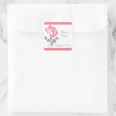 Coral Peony with Gray and White1.5" Sq. Sticker (Bag)