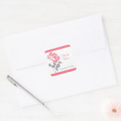 Coral Peony with Gray and White1.5" Sq. Sticker (Envelope)