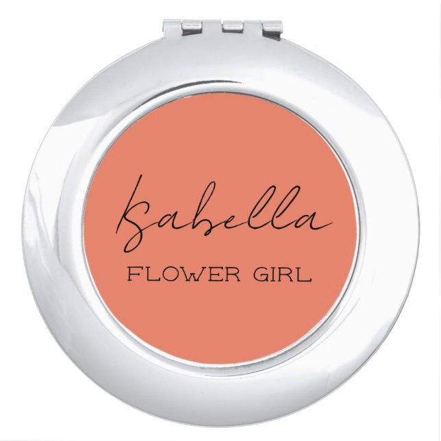 Coral Personalized Flower Girl  Compact Mirror (Front)