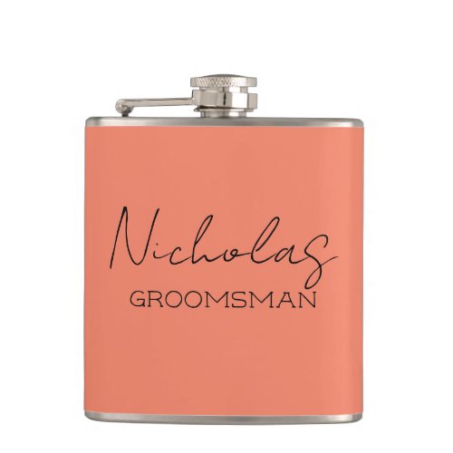 Coral Personalized Groomsman Flask