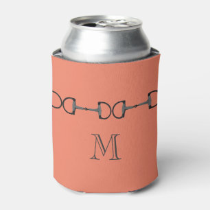 Coral Personalized Horse Bit Monogram Can Cooler