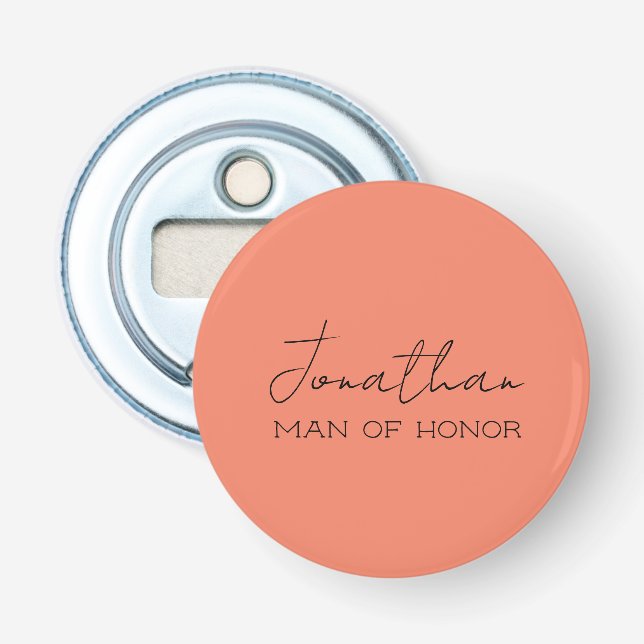 Coral Personalized Man of Honor  Bottle Opener (Front)