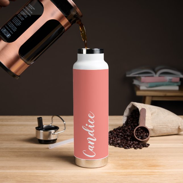 Coral Personalized Wedding Bridesmaid Water Bottle (Coffee)