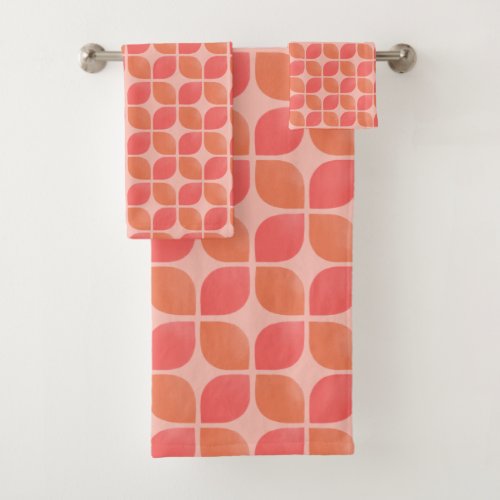 coral petals bath towel set _ pink