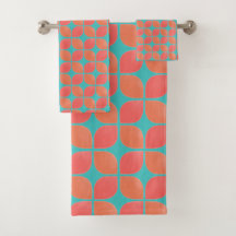 coral petals bath towel sets - teal