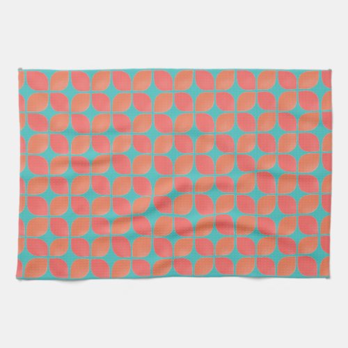 coral petals kitchen towel _ teal