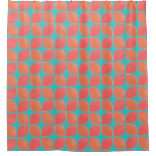 coral petals shower curtain _ teal