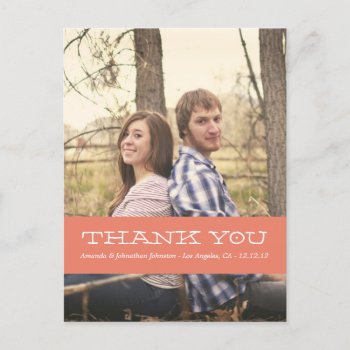 Coral Photo Thank You Wedding Post Cards by AllyJCat at Zazzle