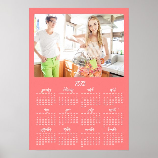 Coral Photo Yearly Calendar 2025 Poster (Front)