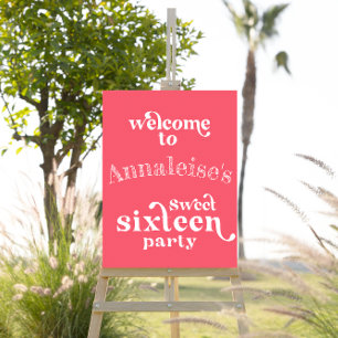 Coral Pink 16th Birthday Party Welcome Sign