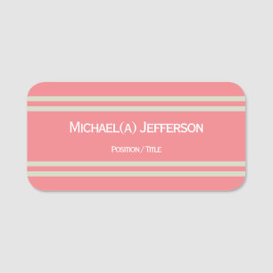 Coral Pink and Chrystal White Elegant Name & Title Name Tag