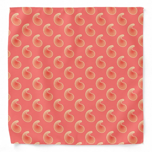 Coral pink and cream paisley bandana (Front)