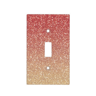 Coral Pink and Gold Faux Glitter Light Switch Cover
