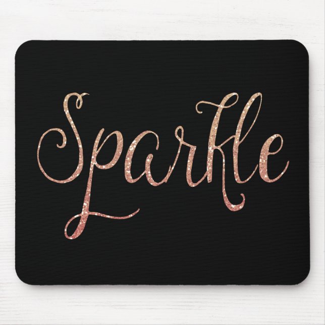 Coral Pink and Gold Faux Glitter Sparkle Mouse Pad (Front)