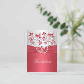 Coral Pink and Gray Floral Hearts Enclosure Card (Standing Front)