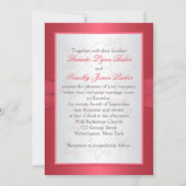 Coral Pink and Gray Floral Hearts Wedding Invite (Back)