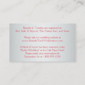 Coral Pink and Gray Floral Wedding Info Card (Back)