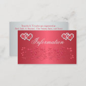 Coral Pink and Gray Floral Wedding Info Card (Front/Back)