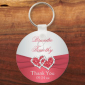 Coral Pink and Gray Wedding Favor Key Chain (Front)