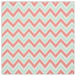 Coral Pink and Mint Green Chevron Pattern Fabric