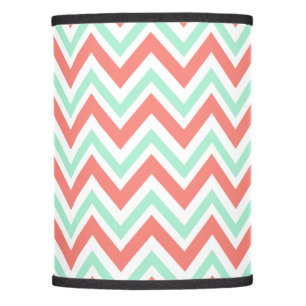 Coral Pink and Mint Green Chevron Pattern Lamp Shade