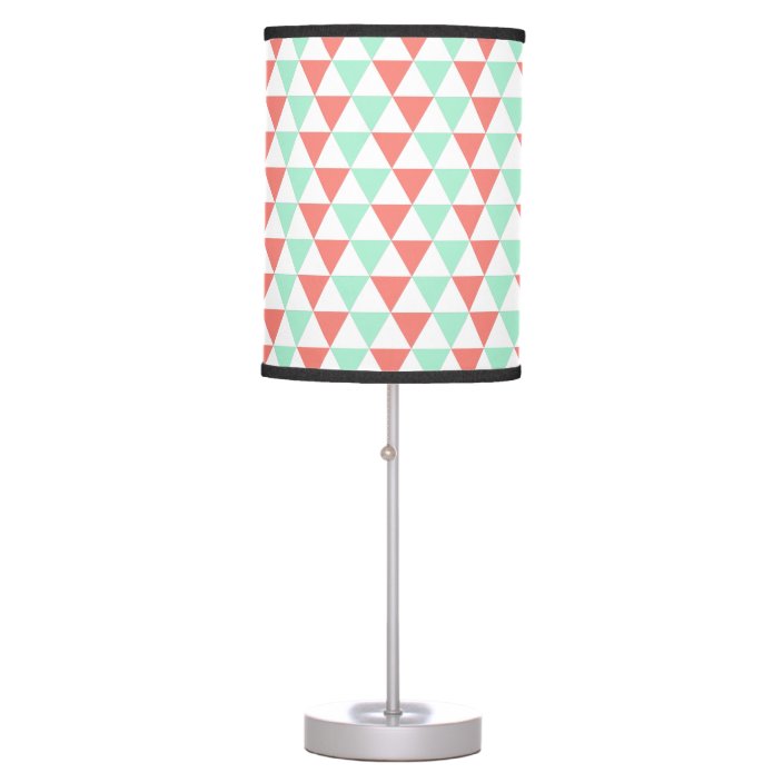 Coral Pink And Mint Green Triangle Pattern Table Lamp Zazzle Com