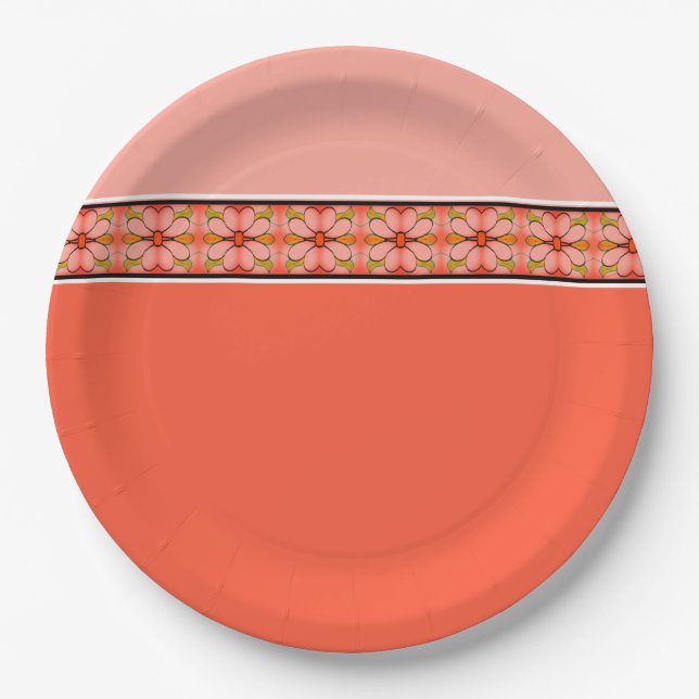 Coral Pink and Peach Paper Plates (Front)
