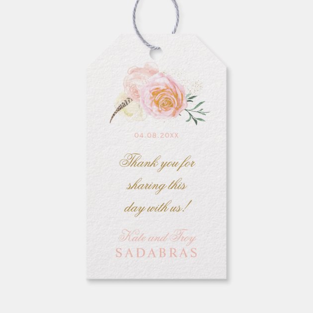Coral, Pink And Peach Wedding Favor Gift Hang Tag