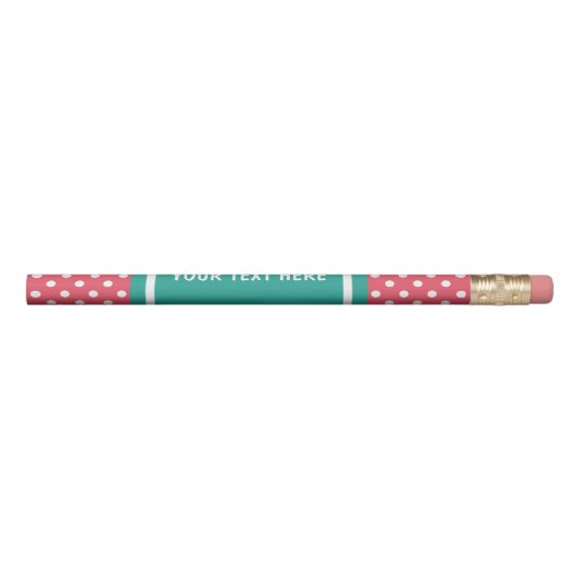Coral pink and turquoise pencils with custom name (Rotated 90)