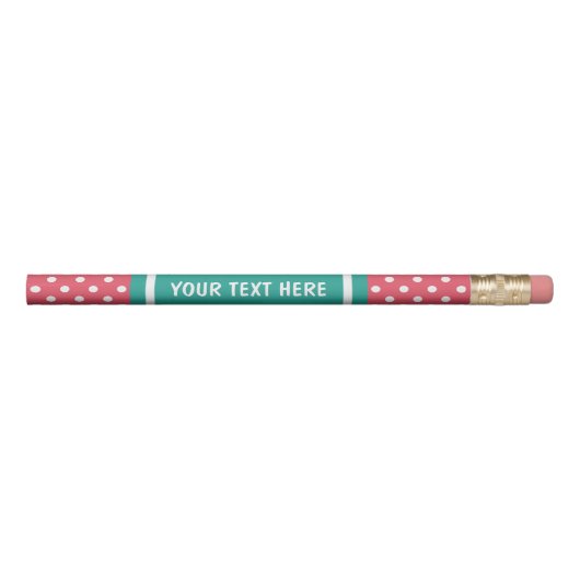 Coral pink and turquoise pencils with custom name (Front)