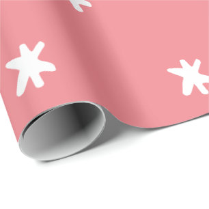 Coral Pink and White Pattern Wrapping Paper