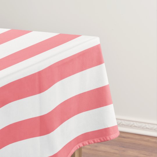 Coral Pink and White Stripe Tablecloth | Zazzle.com