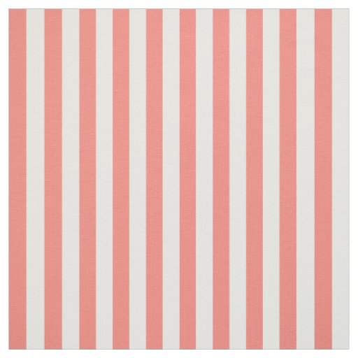 Coral Pink and White Stripes Fabric