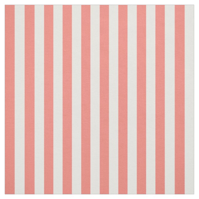 Coral Pink and White Stripes Fabric (Swatch)