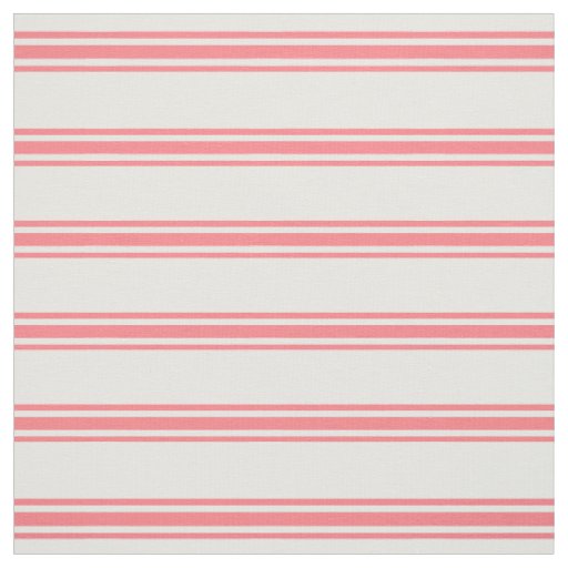 Coral Pink and White Ticking Stripes Fabric